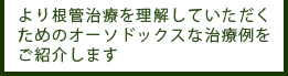 より根管治療を理解していただくためのオーソドックスな治療例をご紹介します