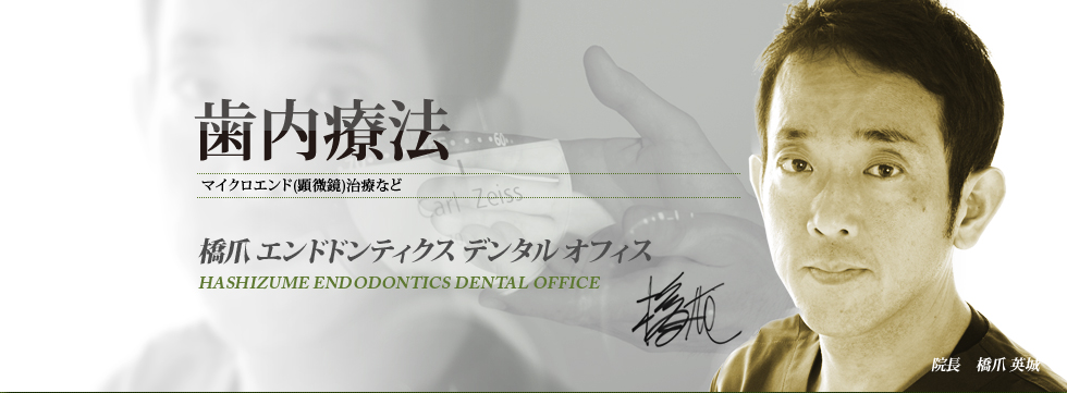 歯内治療
マイクロエンド（歯科実体顕微鏡）治療など
橋爪エンドドンティクスデンタルオフィス
HASHIZUME ENDODONTICS DENTAL OFFICE